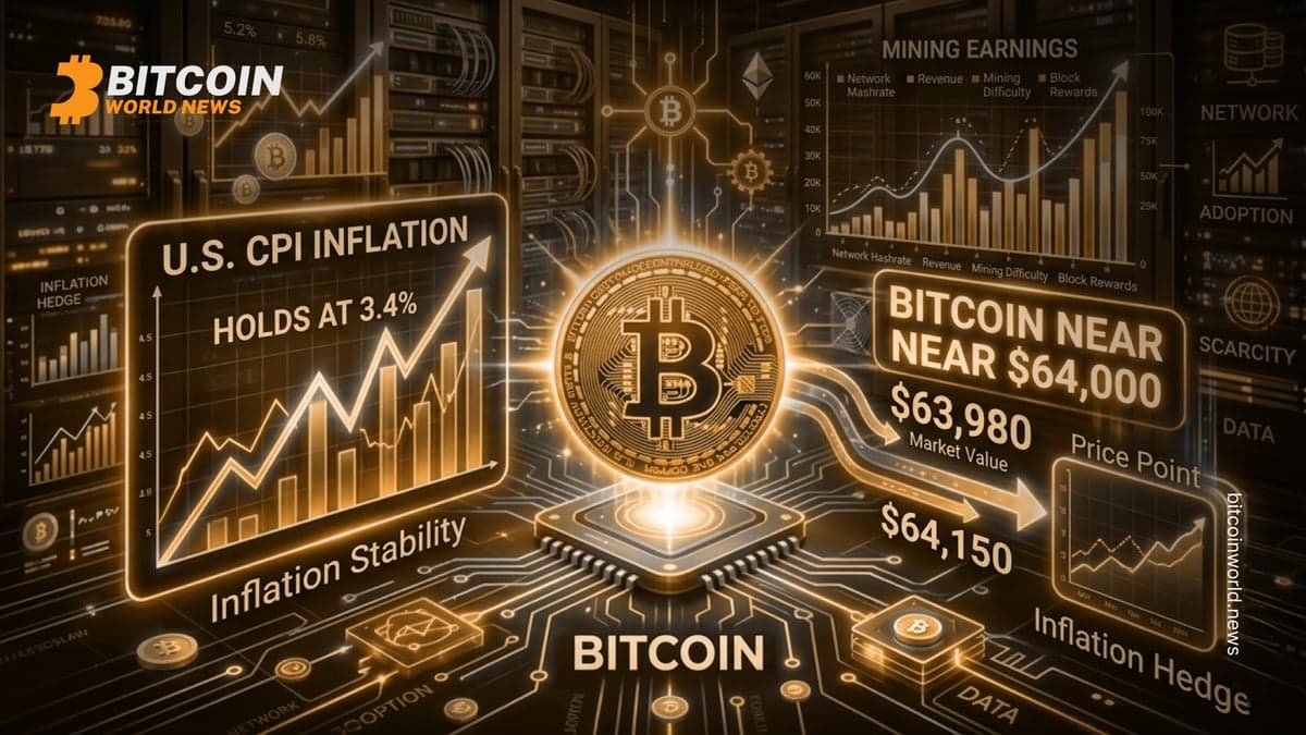 U.S. CPI Inflation Holds at 3.4% as Bitcoin Stays Near $64,000