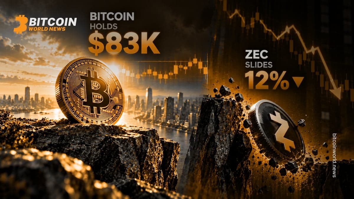 Bitcoin holds $83K as ZEC slides 12% on rate jitters