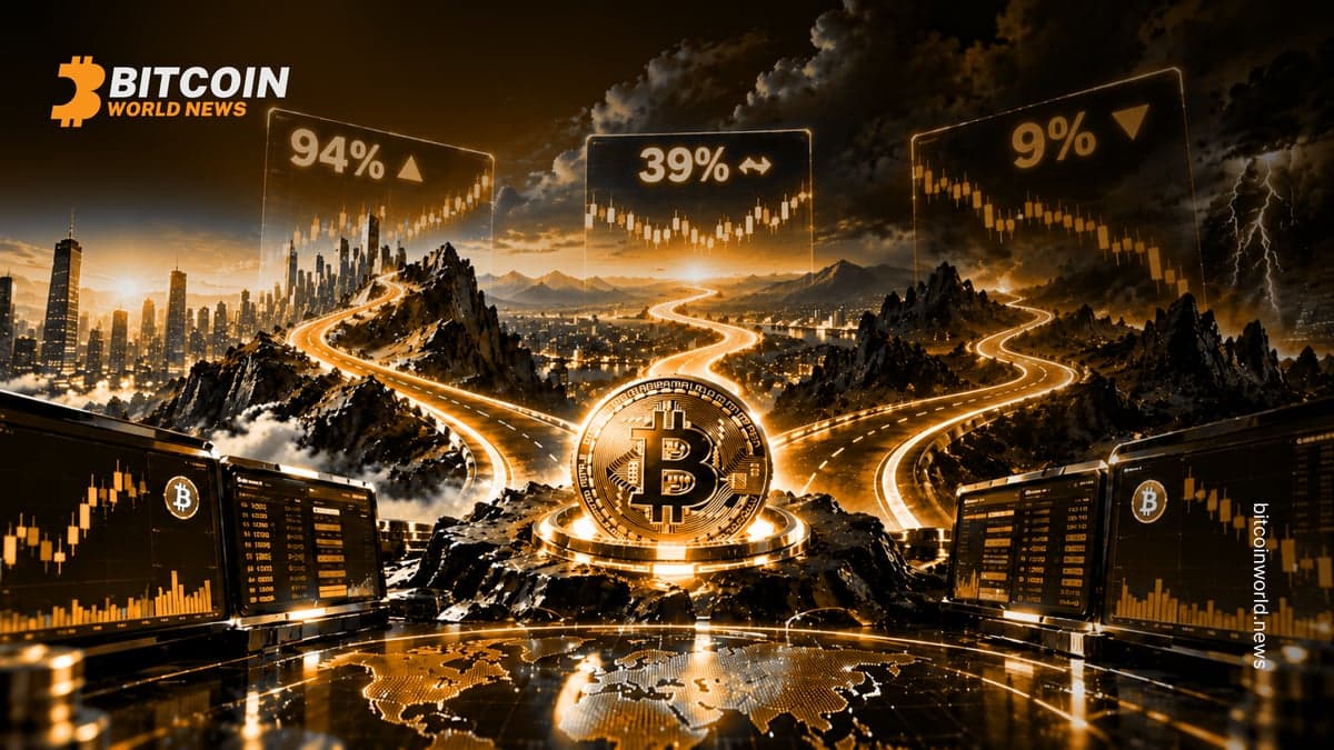 Bitcoin Paths Mapped at 94%, 39% and 9% Volatility