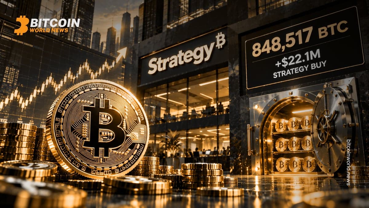 Bitcoin Treasury Hits 848,517 BTC on $22.1M Strategy Buy