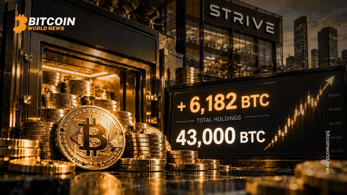 Bitcoin: Strive Adds 6,182 BTC, Lifting Total to 43,000