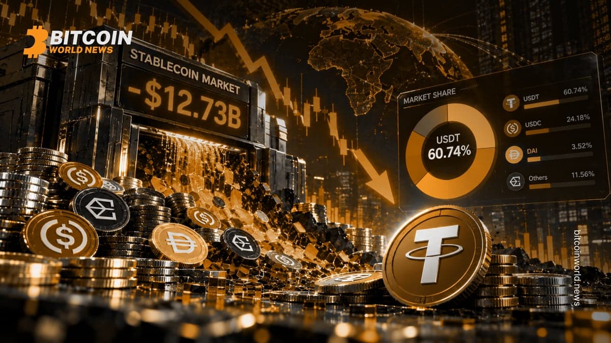 Stablecoin Market Sheds $12.73B as USDT Holds 60.74%
